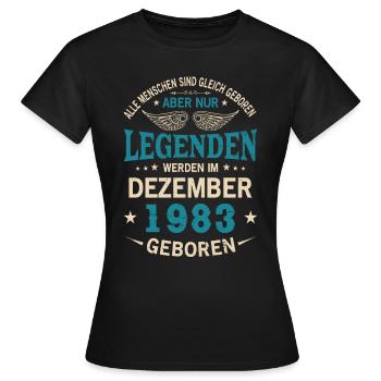 Toutes les personnes naissent égales Décembre 1983 - T-shirt Femme - noir - Devant - AI Model Female 172 dark (172cm)