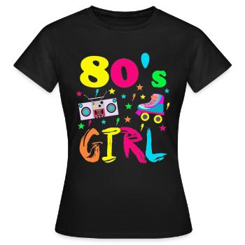 80er Jahre Retro Vintage Mottoparty Kostüm Party - Frauen T-Shirt - Schwarz - Vorne - AI Model Female 172 dark (172cm)