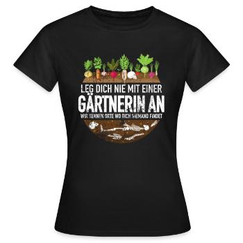 Leg dich nie mit einer Gärtnerin an Garten Skelett - Frauen T-Shirt - Schwarz - Vorne - AI Model Female 172 dark (172cm)