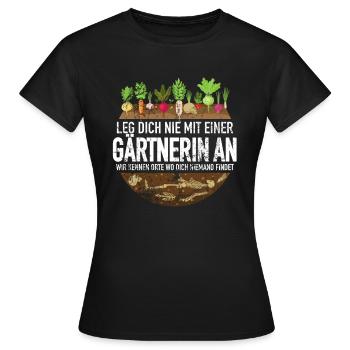 Leg dich nie mit einer Gärtnerin an Garten Skelett - Frauen T-Shirt - Schwarz - Vorne - AI Model Female 172 dark (172cm)