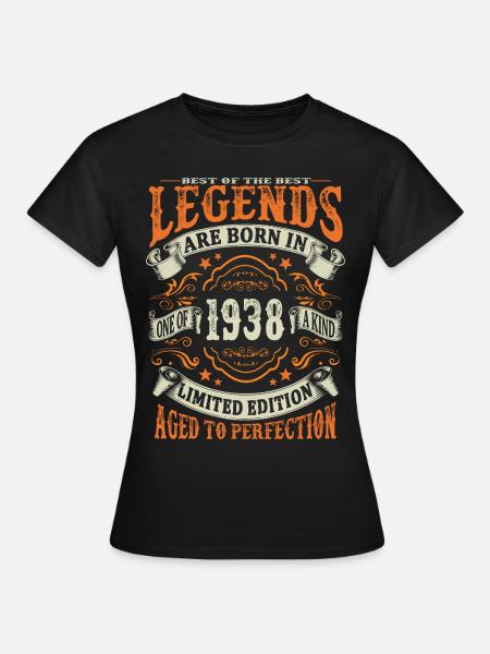 legendes werden geboren in 1938 - Vrouwen T-shirt - zwart