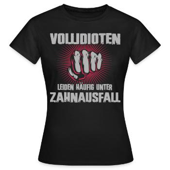 Vollidioten - Frauen T-Shirt - Schwarz - Vorne - AI Model Female 172 dark (172cm)