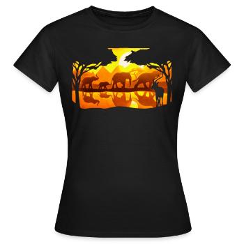 Paper Cut – Elephants - Women's T-Shirt - black - Front - AI Model Female 172 dark (172cm)