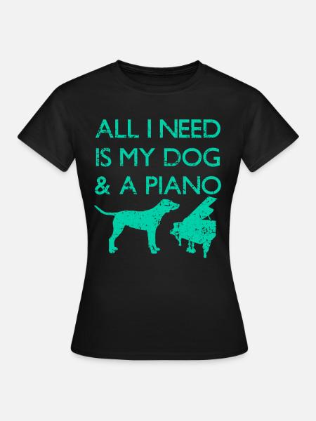 Hund Klavier Haustier Piano Instrument - Frauen T-Shirt - Schwarz