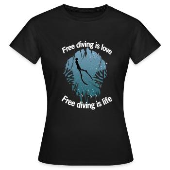 Freediving - Frauen T-Shirt - Schwarz - Vorne - AI Model Female 172 dark (172cm)