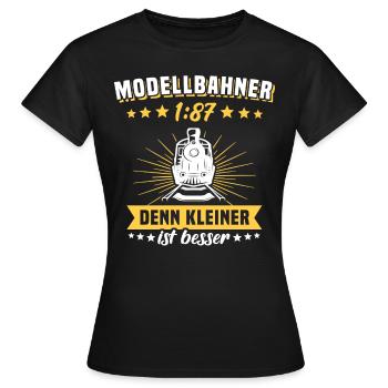 Modelleisenbahn Sprüche Eisenbahn Lok Spur H0 1:87 - Frauen T-Shirt - Schwarz - Vorne - AI Model Female 172 dark (172cm)