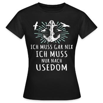 Usedom Urlaub Ostsee Insel - Frauen T-Shirt - Schwarz - Vorne - AI Model Female 172 dark (172cm)