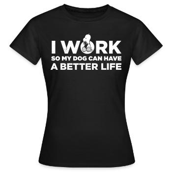 Peanuts Snoopy I Work Lustiger Spruch - Frauen T-Shirt - Schwarz - Vorne - AI Model Female 172 dark (172cm)