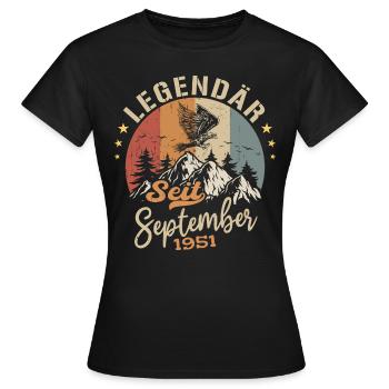 September 1951 - September 1951 Jahrestag 1951 - Frauen T-Shirt - Schwarz - Vorne - AI Model Female 172 dark (172cm)