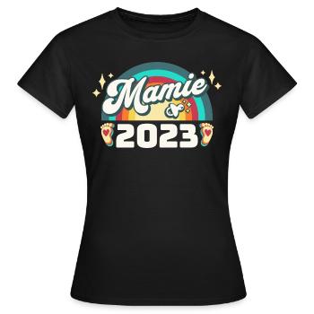 Annonce Grossesse 2023 - Future Mamie 2023 - T-shirt Femme - noir - Devant - AI Model Female 172 dark (172cm)