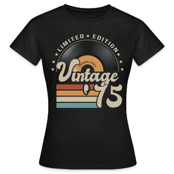 vintage Vinyle 1975 cadeau anniversaire 48 ans - T-shirt Femme - noir - Devant - AI Model Female 172 dark (172cm)