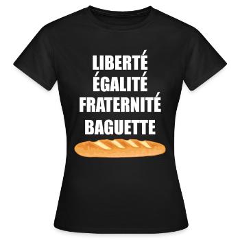 Liberté Egalité Fraternité Baguette - T-shirt Femme - noir - Devant - AI Model Female 172 dark (172cm)