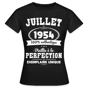 70-jähriges Jubiläum - Juli 1954 Perfektion - Frauen T-Shirt - Schwarz - Vorne - AI Model Female 172 dark (172cm)