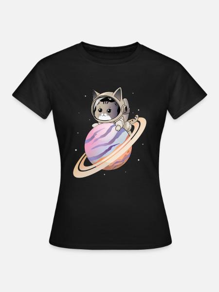 Weltraum-Katze - Frauen T-Shirt - Schwarz