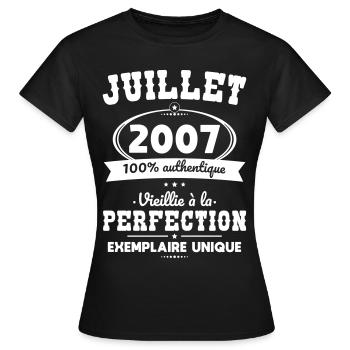 18th Birthday - July 2007 Perfection - Women's T-Shirt - black - Front - AI Model Female 172 dark (172cm)