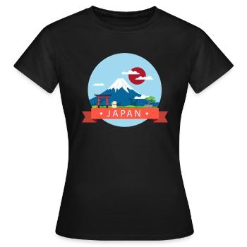 Japon Fuji japonais dessin animé Japonais Asiatique motif - T-shirt Femme - noir - Devant - AI Model Female 172 dark (172cm)