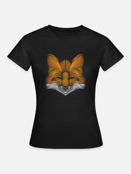 Fox Foxes Drawing Woodland Animal Animals - Women's T-Shirt - black