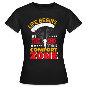 gleitschirmfliegen, gleitschirm, gleitschirmfliege - Frauen T-Shirt - Schwarz - Vorne - AI Model Female 172 dark (172cm)