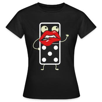 Domino Lippen - Frauen T-Shirt - Schwarz - Vorne - AI Model Female 172 dark (172cm)