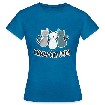 Crazy Cat Lady Katzendame Catmom - Frauen T-Shirt - Antikblaues Saphir meliert - Vorne - AI Model Female 172 dark (172cm)