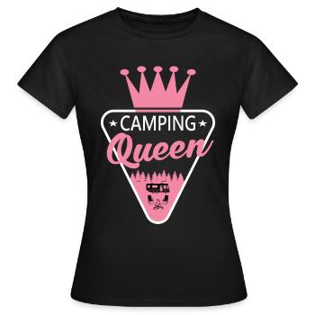 Camping Queen Camper Wohnmobil Wohnwagen Zelt - Frauen T-Shirt - Schwarz - Vorne - AI Model Female 172 dark (172cm)