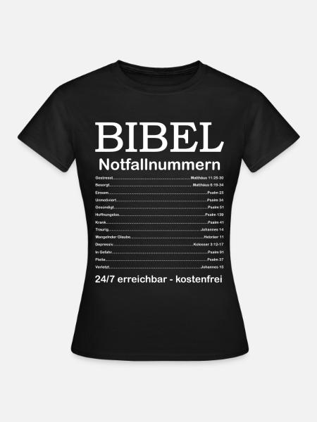 Bibel Notrufnummern Glaube an Gott und Jesus - Frauen T-Shirt - Schwarz