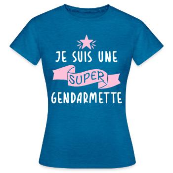 Gendarm - Gendarme - Cop - Geschenk - Frauen T-Shirt - Antikblaues Saphir meliert - Vorne - AI Model Female 172 dark (172cm)