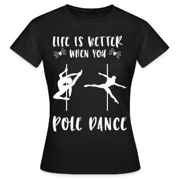 Pole Dance Pole Dancing Stangentanz Stripperin - Frauen T-Shirt - Schwarz - Vorne - AI Model Female 172 dark (172cm)