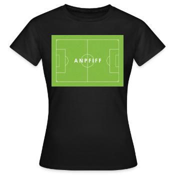 ANPFIFF - Fußballfans - Frauen T-Shirt - Schwarz - Vorne - AI Model Female 172 dark (172cm)