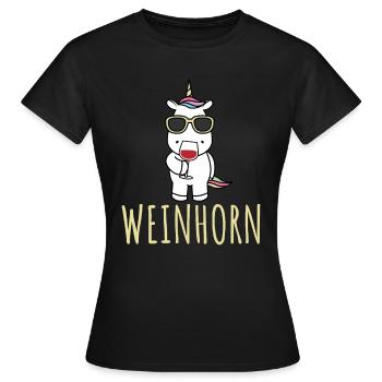 Wein Einhorn Weinhorn Unicorn Weintrinker Weinglas - Frauen T-Shirt - Schwarz - Vorne - AI Model Female 172 dark (172cm)