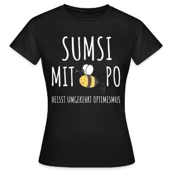 SUMSI WITH PO EST UN OPTIMISME INVERSE - T-shirt Femme - noir - Devant - AI Model Female 172 dark (172cm)