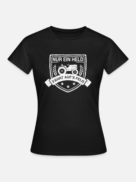 Landwirt Spruch Held Feld Traktor Retro Logo - Frauen T-Shirt - Schwarz