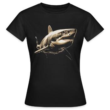 Requin, Océan, Requin tigre, Animal, Poisson - T-shirt Femme - noir - Devant - AI Model Female 172 dark (172cm)