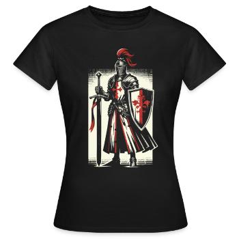 Deus Vult Kreuzritter Tempelritter Mittelalter - Frauen T-Shirt - Schwarz - Vorne - AI Model Female 172 dark (172cm)