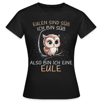 Nachteule Eule Eulen Vogel - Frauen T-Shirt - Schwarz - Vorne - AI Model Female 172 dark (172cm)