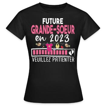 2023 Grande Sœur Sœurs Bébé Naissance Famille - T-shirt Femme - noir - Devant - AI Model Female 172 dark (172cm)