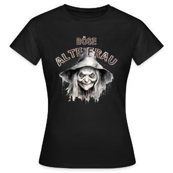 Böse alte Frau frech Sprüche Hexe Gothic - Frauen T-Shirt - Schwarz - Vorne - AI Model Female 172 dark (172cm)