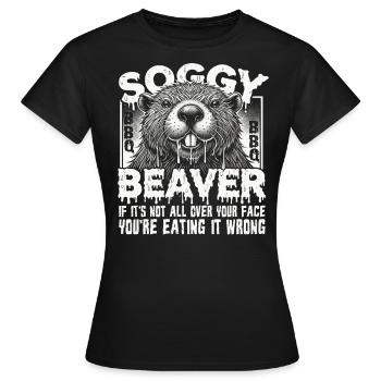Beaver bbq funny soggy beaver bbq sarcastic adult - Women's T-Shirt - black - Front - AI Model Female 172 dark (172cm)