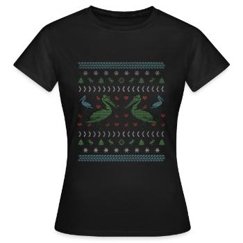 Pelikan Weihnachten Vogel Beobachtung Geschenk - Frauen T-Shirt - Schwarz - Vorne - AI Model Female 172 dark (172cm)