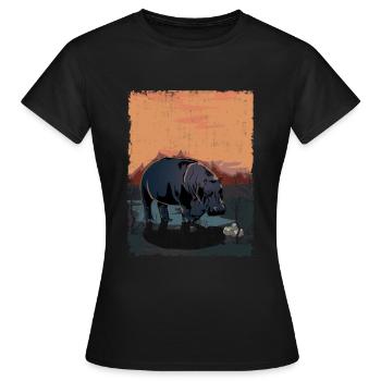 Nilpferd - Frauen T-Shirt - Schwarz - Vorne - AI Model Female 172 dark (172cm)