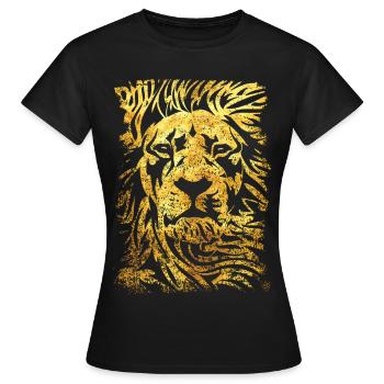 Lion - Gold - Lion's Head - Wild cat - Women's T-Shirt - black - Front - AI Model Female 172 dark (172cm)