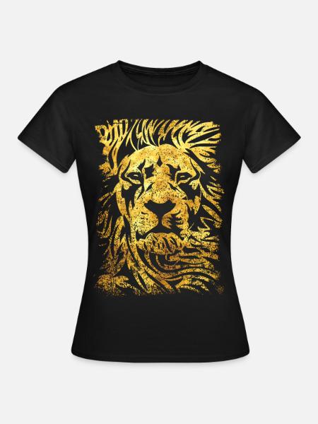 Lion - Or - Tête de Lion - Chat sauvage - T-shirt Femme - noir