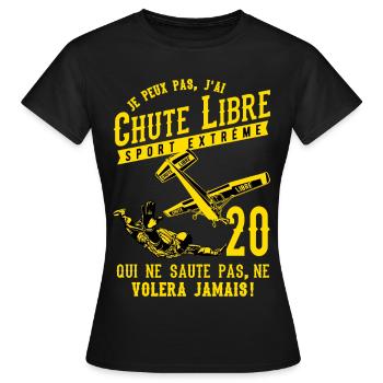 Chute Libre Sport Extrême 2020 - T-shirt Femme - noir - Devant - AI Model Female 172 dark (172cm)