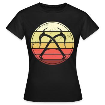 Eisklettern Retro Eispickel Eiskletterer - Frauen T-Shirt - Schwarz - Vorne - AI Model Female 172 dark (172cm)