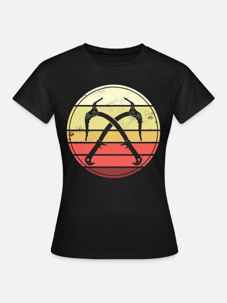 Eisklettern Retro Eispickel Eiskletterer - Frauen T-Shirt - Schwarz