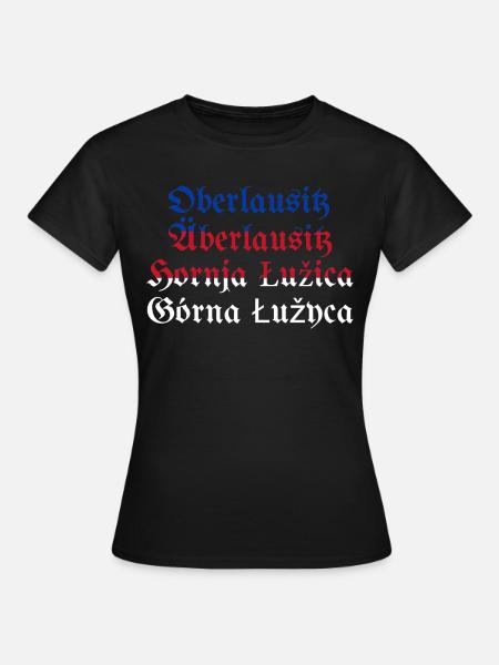 Oberlausitz mit sorbischer Flagge blau-rot-weiß - Frauen T-Shirt - Schwarz