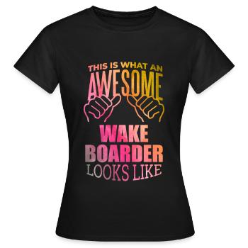 Wakeboard Wakeboard Wakeboard - T-shirt Femme - noir - Devant - AI Model Female 172 dark (172cm)