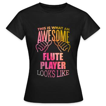 Flûte Flûte Flûte Flûte - T-shirt Femme - noir - Devant - AI Model Female 172 dark (172cm)