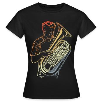 Tuba Drawing Vintage - Women's T-Shirt - black - Front - AI Model Female 172 dark (172cm)