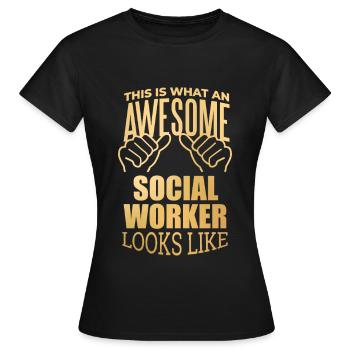 travailleur social - T-shirt Femme - noir - Devant - AI Model Female 172 dark (172cm)